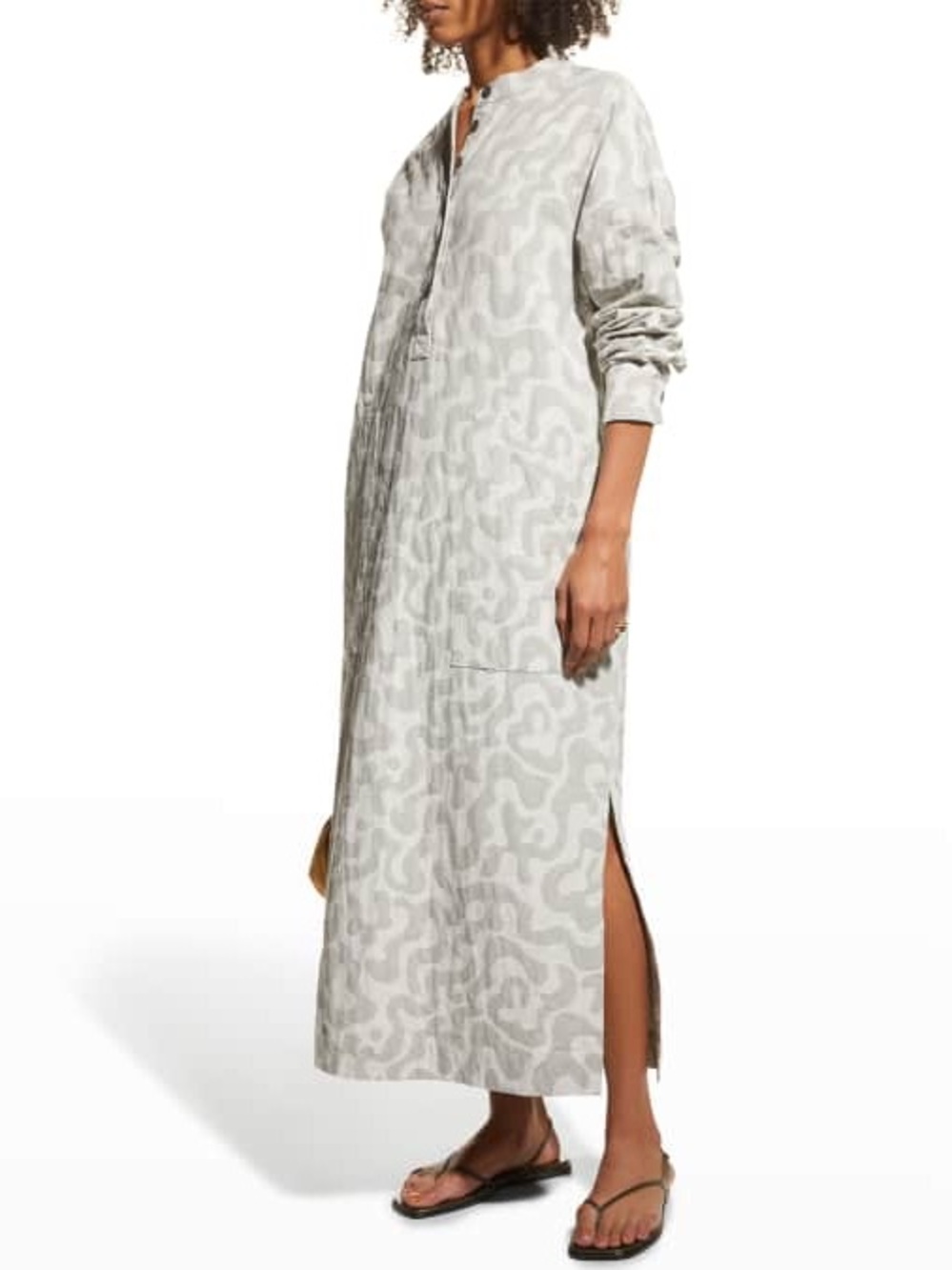 Mara Hoffman. NWOT. RARE, size LG! Grey Patterned Long Sleeve Tunic/Maxi Dress.